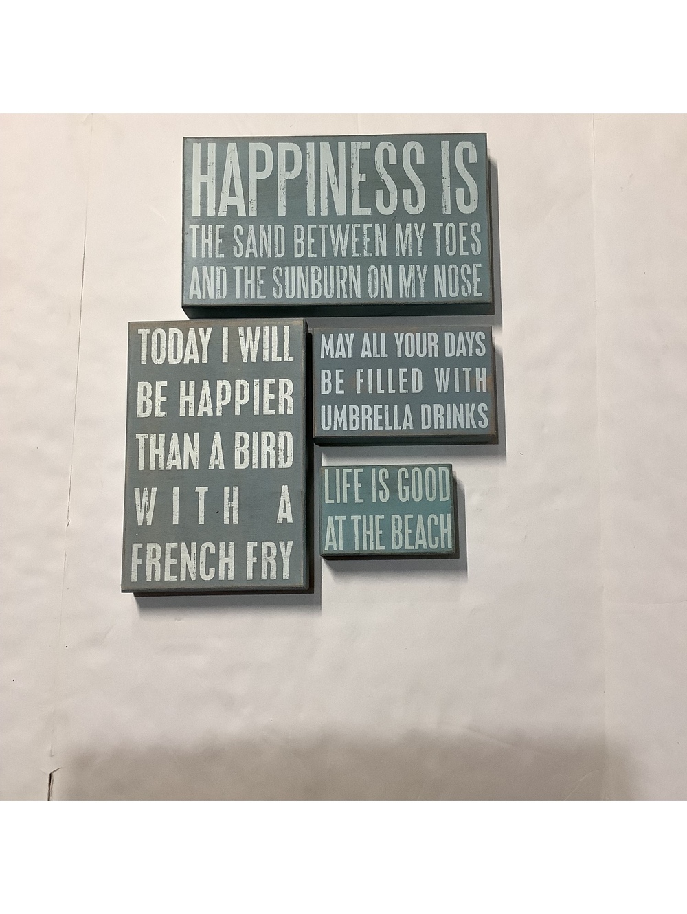 Set of 4 Beach-Themed Wooden Wall Signs with Inspirational Quotes